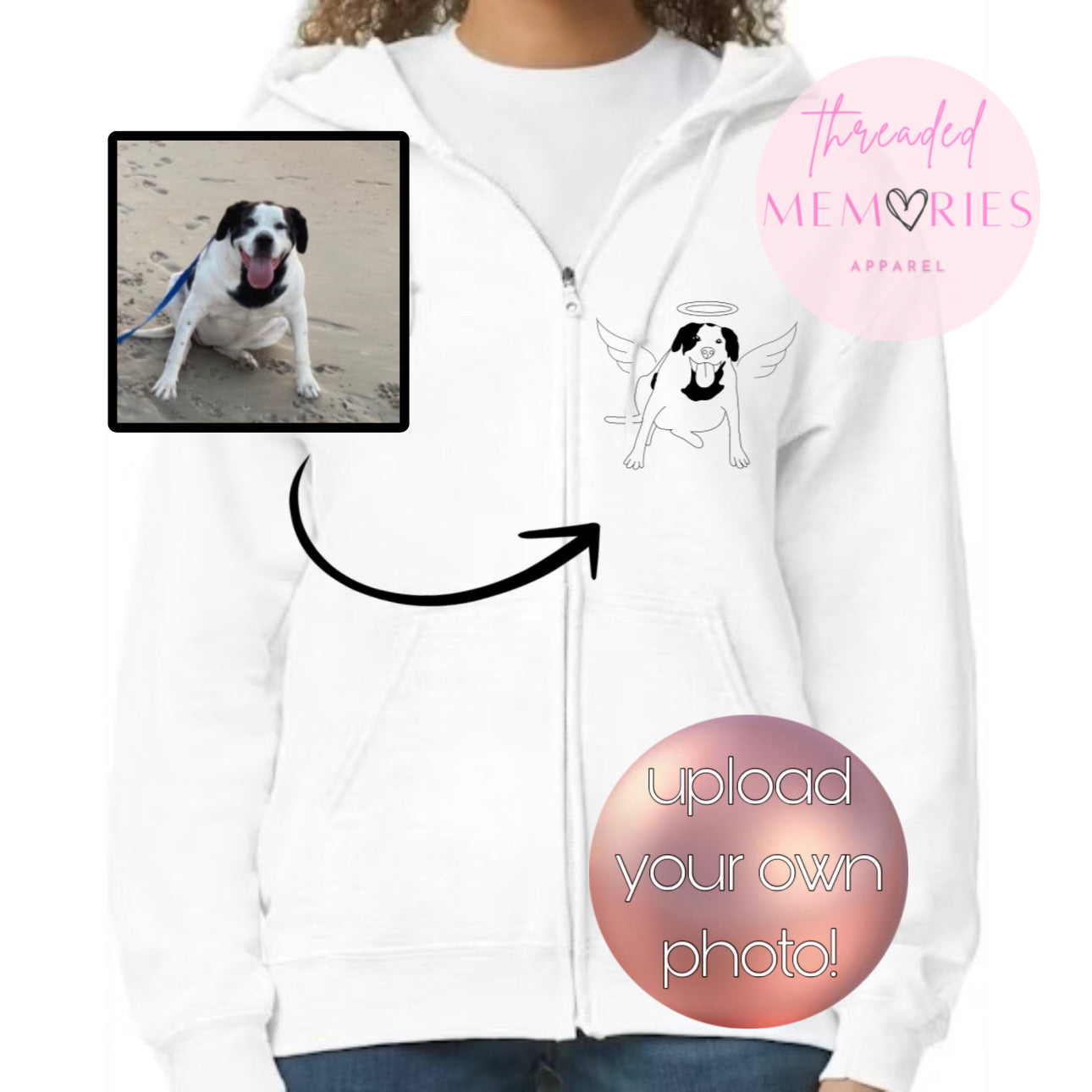 Custom Outline Zip Up Hoodie